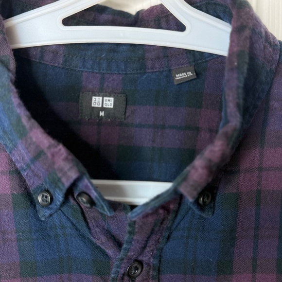 UNIQLO Men's Flannel Shirt 100% Cotton Plaid Button Down Long Sleeve Size M - Picture 3 of 8